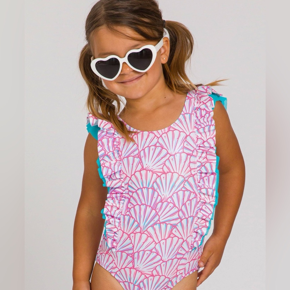 Rufflebutts Mermaid Bow One Piece Swimsuit 2T 3T